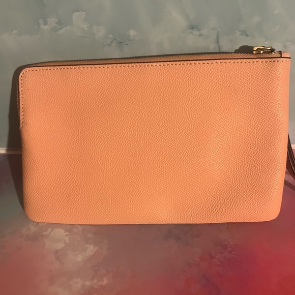 Coach Peach Leather Wristlet with Gold Logo - Picture 3 of 4